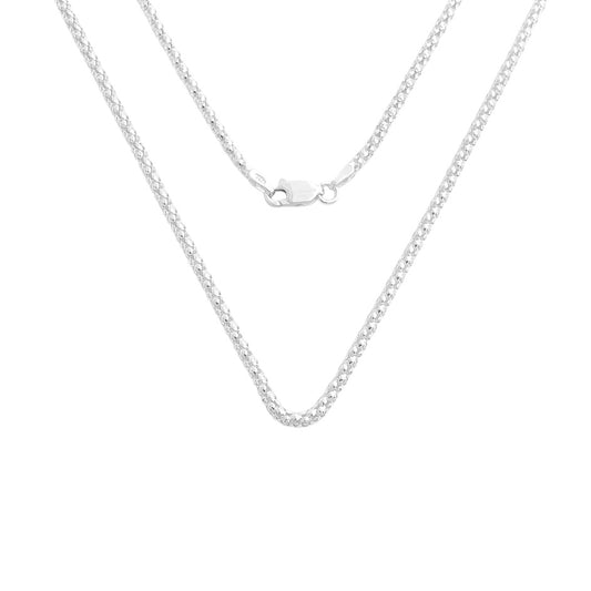 White Silver Popcorn Chain 27.5 inches