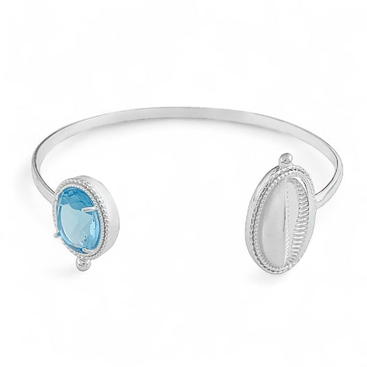 Aqua Shell bracelet- White Silver