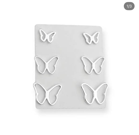 Butterfly Studs Earrings Trio