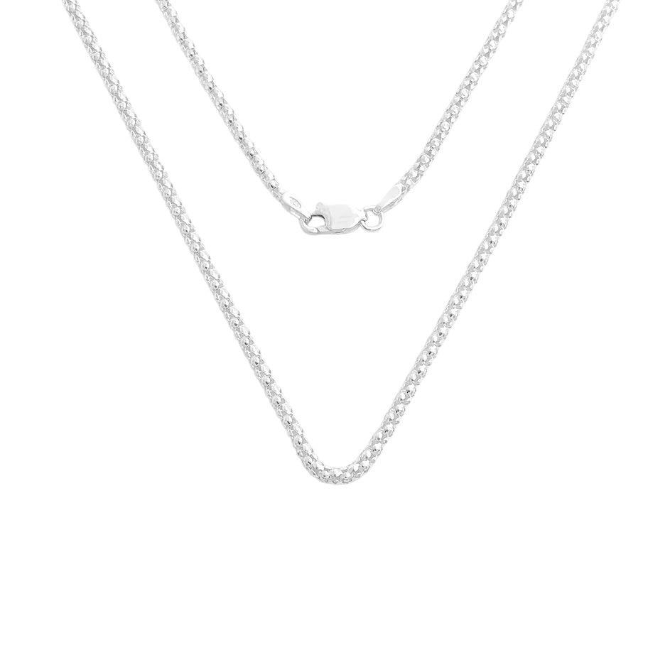 White Silver Popcorn Chain 27.5 inches