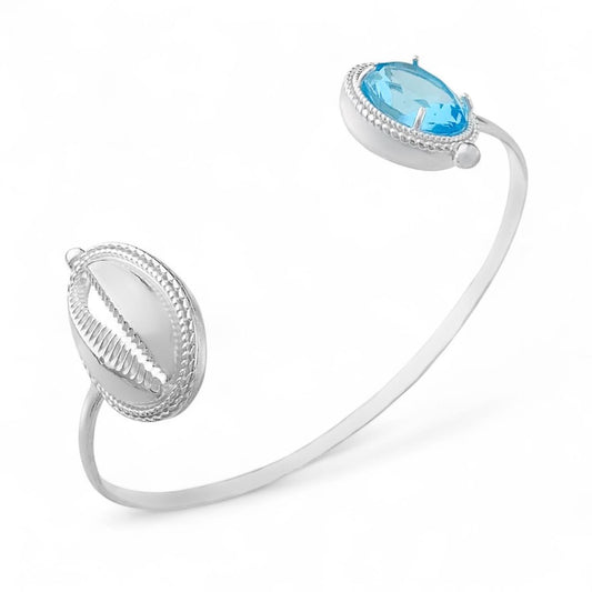Aqua Shell bracelet- White Silver